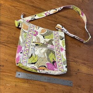 Vera Bradley Quilted Floral Crossbody in Pink, Green and Cream